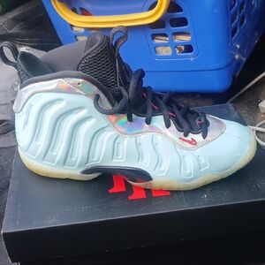 Nike Kids Foamposite Sneakers - Light Blue and Black